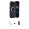 MARSİLYAN™- iPhone 14 Kılıf Eksen Çizgi - Siyah Joko Magic 5D Hayalet Cam + Diamond Kamera Lens - SABE