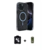 MARSİLYAN™- iPhone 14 Kılıf Eksen Çizgi - Siyah Joko Magic 5D Hayalet Cam + PVD Metal Kamera Lens - MI