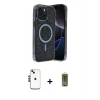 MARSİLYAN™- iPhone 14 Kılıf Eksen Çizgi - Siyah Joko Magic 5D Hayalet Cam + Shine Kamera Lens - SH