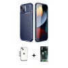 MARSİLYAN™- iPhone 14 Kılıf Eksen Form Prime - Şeffaf 360 Full Body Arka Koruyucu + Shine Kamera Lens - GI