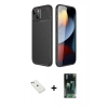 MARSİLYAN™- iPhone 14 Kılıf Eksen Form Prime - Şeffaf 360 Full Body Arka Koruyucu + Sierra Blue Diamond Kamera Lens
