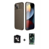 MARSİLYAN™- iPhone 14 Kılıf Eksen Form Prime - Şeffaf 360 Full Body Arka Koruyucu + PVD Metal Kamera Lens - TU