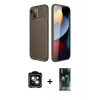 MARSİLYAN™- iPhone 14 Kılıf Eksen Form Prime - Şeffaf 360 Full Body Arka Koruyucu + PVD Metal Kamera Lens - YL
