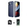 MARSİLYAN™- iPhone 14 Kılıf Eksen Form Prime - Şeffaf 360 Full Body Arka Koruyucu + PVD Metal Kamera Lens - YL