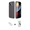 MARSİLYAN™- iPhone 14 Kılıf Eksen Form Prime - Şeffaf Pasifik Cam Ekran Koruyucu + Diamond Kamera Lens - YL