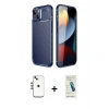 MARSİLYAN™- iPhone 14 Kılıf Eksen Form Prime - Şeffaf Pasifik Cam Ekran Koruyucu + Shine Kamera Lens - GS