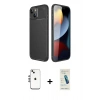 MARSİLYAN™- iPhone 14 Kılıf Eksen Form Prime - Şeffaf Pasifik Cam Ekran Koruyucu + Shine Kamera Lens - GS
