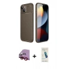 MARSİLYAN™- iPhone 14 Kılıf Eksen Form Prime - Şeffaf Pasifik Cam Ekran Koruyucu + Raze Metal Kamera Lens - KI