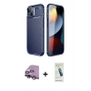 MARSİLYAN™- iPhone 14 Kılıf Eksen Form Prime - Şeffaf Pasifik Cam Ekran Koruyucu + Raze Metal Kamera Lens - MR