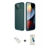 MARSİLYAN™- iPhone 14 Kılıf Eksen Form Prime - Şeffaf Pasifik Cam Ekran Koruyucu + Pembe Diamond Kamera Lens
