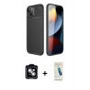 MARSİLYAN™- iPhone 14 Kılıf Eksen Form Prime - Şeffaf Pasifik Cam Ekran Koruyucu + PVD Metal Kamera Lens - GS