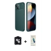 MARSİLYAN™- iPhone 14 Kılıf Eksen Form Prime - Şeffaf Pasifik Cam Ekran Koruyucu + PVD Metal Kamera Lens - GS