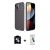 MARSİLYAN™- iPhone 14 Kılıf Eksen Form Prime - Şeffaf Pasifik Cam Ekran Koruyucu + PVD Metal Kamera Lens - MI