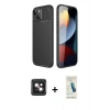 MARSİLYAN™- iPhone 14 Kılıf Eksen Form Prime - Şeffaf Pasifik Cam Ekran Koruyucu + PVD Metal Kamera Lens - PE