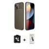 MARSİLYAN™- iPhone 14 Kılıf Eksen Form Prime - Şeffaf Pasifik Cam Ekran Koruyucu + PVD Metal Kamera Lens - TU