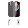 MARSİLYAN™- iPhone 14 Kılıf Eksen Form Prime - Şeffaf Pasifik Cam Ekran Koruyucu + Shine Kamera Lens - GI
