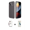 MARSİLYAN™- iPhone 14 Kılıf Eksen Form Prime - Şeffaf Pasifik Cam Ekran Koruyucu + Shine Kamera Lens - KI