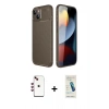 MARSİLYAN™- iPhone 14 Kılıf Eksen Form Prime - Şeffaf Pasifik Cam Ekran Koruyucu + Shine Kamera Lens - KI