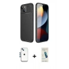 MARSİLYAN™- iPhone 14 Kılıf Eksen Form Prime - Şeffaf Pasifik Cam Ekran Koruyucu + Shine Kamera Lens - MI