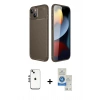 MARSİLYAN™- iPhone 14 Kılıf Eksen Form Prime - Şeffaf Royal Nano Ekran Koruyucu + Shine Kamera Lens - GS