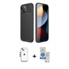MARSİLYAN™- iPhone 14 Kılıf Eksen Form Prime - Şeffaf Royal Nano Ekran Koruyucu + Shine Kamera Lens - GS