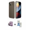 MARSİLYAN™- iPhone 14 Kılıf Eksen Form Prime - Şeffaf Royal Nano Ekran Koruyucu + Raze Metal Kamera Lens - MR