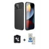 MARSİLYAN™- iPhone 14 Kılıf Eksen Form Prime - Şeffaf Royal Nano Ekran Koruyucu + PVD Metal Kamera Lens - MI