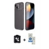 MARSİLYAN™- iPhone 14 Kılıf Eksen Form Prime - Şeffaf Royal Nano Ekran Koruyucu + PVD Metal Kamera Lens - MI