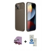MARSİLYAN™- iPhone 14 Kılıf Eksen Form Prime - Şeffaf Royal Nano Ekran Koruyucu + Raze Metal Kamera Lens - KI