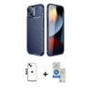 MARSİLYAN™- iPhone 14 Kılıf Eksen Form Prime - Şeffaf Royal Nano Ekran Koruyucu + Shine Kamera Lens - SH