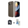 MARSİLYAN™- iPhone 14 Kılıf Eksen Form Prime - Şeffaf Royal Nano Ekran Koruyucu + PVD Metal Kamera Lens - SH