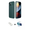 MARSİLYAN™- iPhone 14 Kılıf Eksen Form Prime - Siyah 3D Antistatik Cam Ekran Koruyucu + Diamond Kamera Lens - SABE