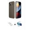 MARSİLYAN™- iPhone 14 Kılıf Eksen Form Prime - Siyah 3D Antistatik Cam Ekran Koruyucu + Diamond Kamera Lens - SABE
