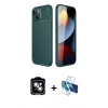 MARSİLYAN™- iPhone 14 Kılıf Eksen Form Prime - Siyah 3D Antistatik Cam Ekran Koruyucu + PVD Metal Kamera Lens - GS
