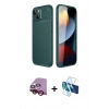MARSİLYAN™- iPhone 14 Kılıf Eksen Form Prime - Siyah 3D Antistatik Cam Ekran Koruyucu + Raze Metal Kamera Lens - KI