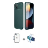 MARSİLYAN™- iPhone 14 Kılıf Eksen Form Prime - Siyah 3D Antistatik Cam Ekran Koruyucu + Shine Kamera Lens - MI