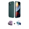 MARSİLYAN™- iPhone 14 Kılıf Eksen Form Prime - Siyah 3D Antistatik Cam Ekran Koruyucu + Raze Metal Kamera Lens - SH