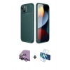 MARSİLYAN™- iPhone 14 Kılıf Eksen Form Prime - Siyah 3D Antistatik Cam Ekran Koruyucu + Raze Metal Kamera Lens - GS