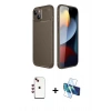 MARSİLYAN™- iPhone 14 Kılıf Eksen Form Prime - Siyah 3D Antistatik Cam Ekran Koruyucu + Shine Kamera Lens - KI