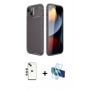 MARSİLYAN™- iPhone 14 Kılıf Eksen Form Prime - Siyah 3D Antistatik Cam Ekran Koruyucu + Shine Kamera Lens - YL