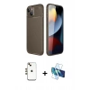 MARSİLYAN™- iPhone 14 Kılıf Eksen Form Prime - Siyah 3D Antistatik Cam Ekran Koruyucu + Shine Kamera Lens - GD