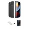 MARSİLYAN™- iPhone 14 Kılıf Eksen Form Prime - Siyah 3D Antistatik Hayalet Cam Ekran Koruyucu + Diamond Kamera Lens - PE