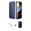 MARSİLYAN™- iPhone 14 Kılıf Eksen Form Prime - Siyah 3D Antistatik Hayalet Cam Ekran Koruyucu + Diamond Kamera Lens - YL