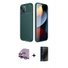 MARSİLYAN™- iPhone 14 Kılıf Eksen Form Prime - Siyah 3D Antistatik Hayalet Cam Ekran Koruyucu + Raze Metal Kamera Lens - MR