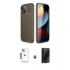 MARSİLYAN™- iPhone 14 Kılıf Eksen Form Prime - Siyah 3D Antistatik Hayalet Cam Ekran Koruyucu + Shine Kamera Lens - KI