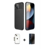 MARSİLYAN™- iPhone 14 Kılıf Eksen Form Prime - Siyah 3D Antistatik Hayalet Cam Ekran Koruyucu + Shine Kamera Lens - GD