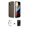 MARSİLYAN™- iPhone 14 Kılıf Eksen Form Prime - Siyah 3D Antistatik Hayalet Cam Ekran Koruyucu + Shine Kamera Lens - GI