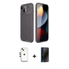 MARSİLYAN™- iPhone 14 Kılıf Eksen Form Prime - Siyah 3D Antistatik Hayalet Cam Ekran Koruyucu + Shine Kamera Lens - GD