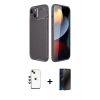 MARSİLYAN™- iPhone 14 Kılıf Eksen Form Prime - Siyah 3D Antistatik Hayalet Cam Ekran Koruyucu + Shine Kamera Lens - YL