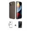 MARSİLYAN™- iPhone 14 Kılıf Eksen Form Prime - Siyah 3D Antistatik Hayalet Cam Ekran Koruyucu + Shine Kamera Lens - GD